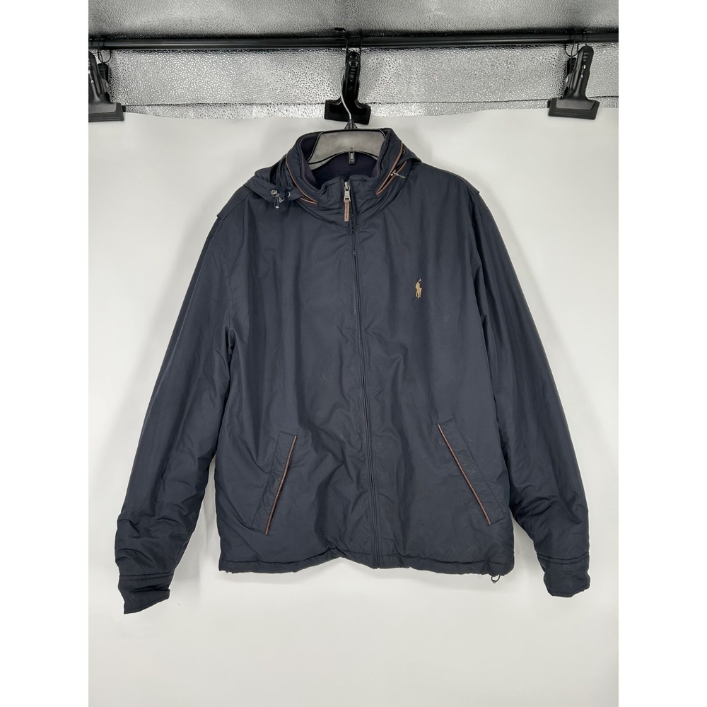 Polo Ralph Lauren‎ Insulated Jacket Large Navy Hooded Fleece Lined Waterproof